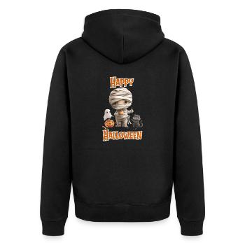 Halloween – Happy Halloween cute cat as mummy - Unisex Premium Organic Zip Hoodie - black - Back - Nico (187cm)
