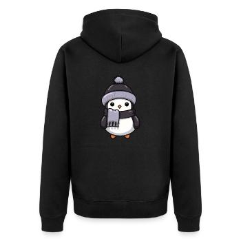 Penguin Winter Animal Baby Comic - Unisex Premium Organic Zip Hoodie - black - Back - Nico (187cm)