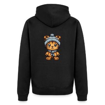 Tiger Winter Animal Baby Comic - Unisex Premium Organic Zip Hoodie - black - Back - Nico (187cm)