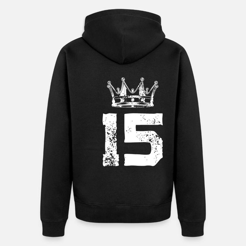 15 Couronne numérique - Veste à capuche bio Premium Unisexe - noir