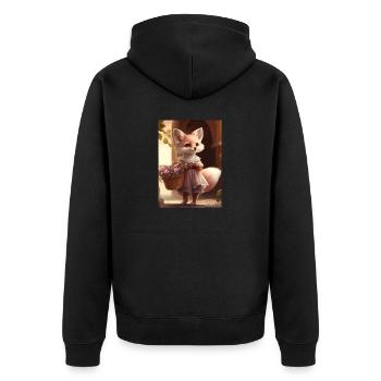 Vixen with flower basket gift - Unisex Premium Organic Zip Hoodie - black - Back - Nico (187cm)
