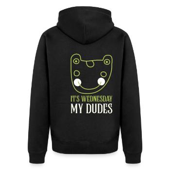 It is Wednesday my dudes! It's wednesday my dudes - Unisex Premium Bio Zip Hoodie - Schwarz - Hinten - Nico (187cm)