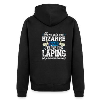 Lapin Cuniculteur Cuniculture Animal Cadeau Humour - Veste à capuche bio Premium Unisexe - noir - Dos - Nico (187cm)