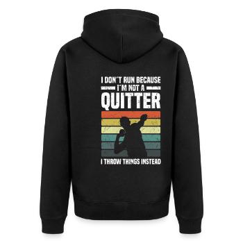 Kugelstoßen Leichtathletik | Sport Athlet Geschenk - Unisex Premium Bio Zip Hoodie - Schwarz - Hinten - Nico (187cm)
