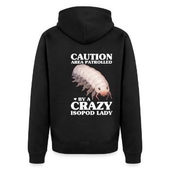 Isopoden - Unisex Premium Bio Zip Hoodie - Schwarz - Hinten - Nico (187cm)