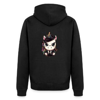 Licorne gangster - Veste à capuche bio Premium Unisexe - noir - Dos - Nico (187cm)