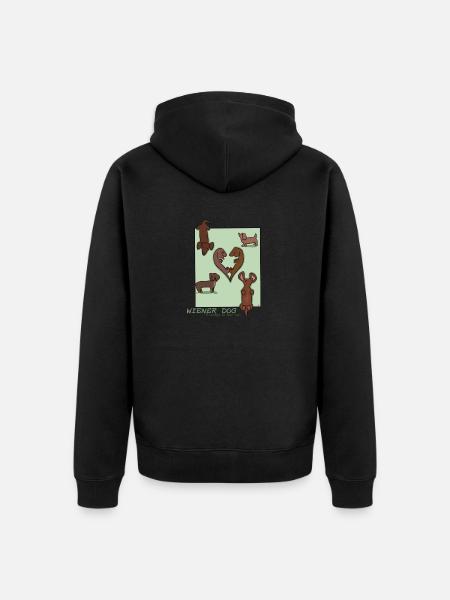 Dachshund Design "Wiener Dog" - Unisex Premium Organic Zip Hoodie - black