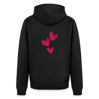 Hearts Love Symbol - Unisex Premium Organic Zip Hoodie - black - Back - Nico (187cm)
