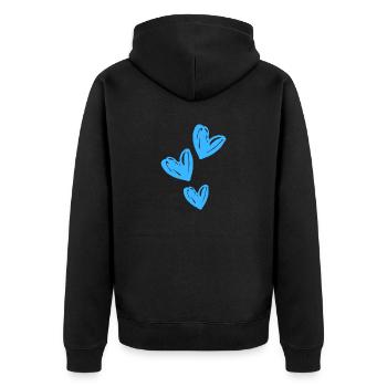 Hearts Blue Icon - Unisex Premium Organic Zip Hoodie - black - Back - Nico (187cm)