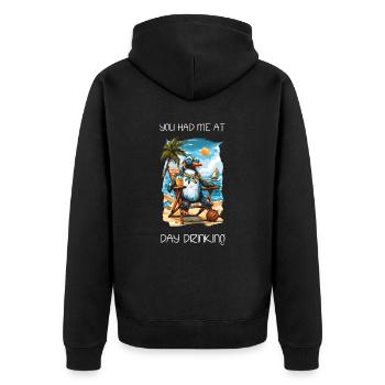 You Had Me At Day Drinking Vacay Mode Cute Penguin - Unisex Premium Organic Zip Hoodie - black - Back - Nico (187cm)