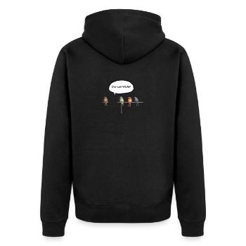 Vögel Lustig fliegen Wifi - Deutsch - Unisex Premium Bio Zip Hoodie - Schwarz - Hinten - Nico (187cm)