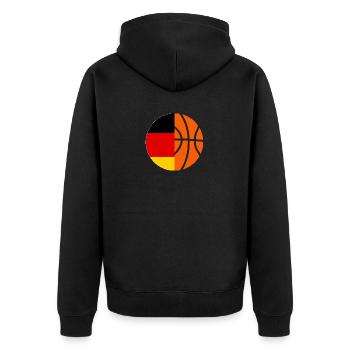 Basketballspieler Deutsche Flagge Basketball - Unisex Premium Bio Zip Hoodie - Schwarz - Hinten - Nico (187cm)