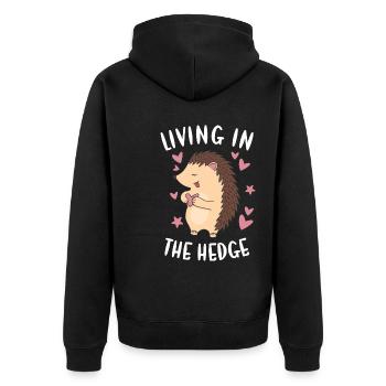 Hedgie Living In The Hedge Hedgehog - Unisex Premium Organic Zip Hoodie - black - Back - Nico (187cm)