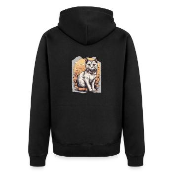 Whisker WonderlandCollier orange de chat Kitty mignon - Veste à capuche bio Premium Unisexe - noir - Dos - Nico (187cm)