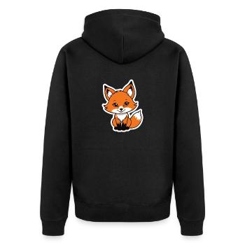 Fuchs Illustration - Unisex Premium Bio Zip Hoodie - Schwarz - Hinten - Nico (187cm)