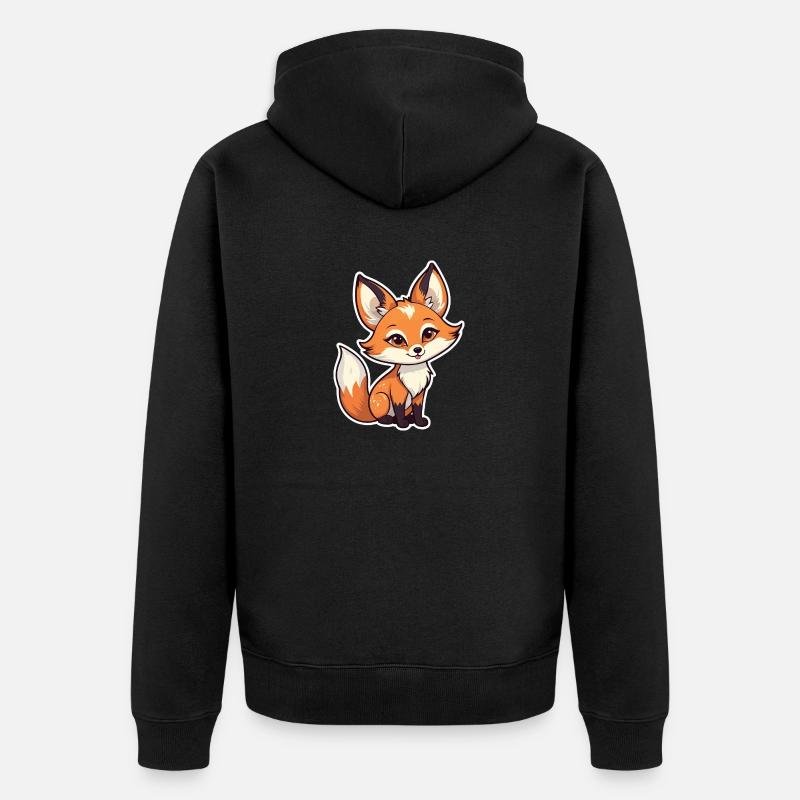 Illustration de renard - Veste à capuche bio Premium Unisexe - noir