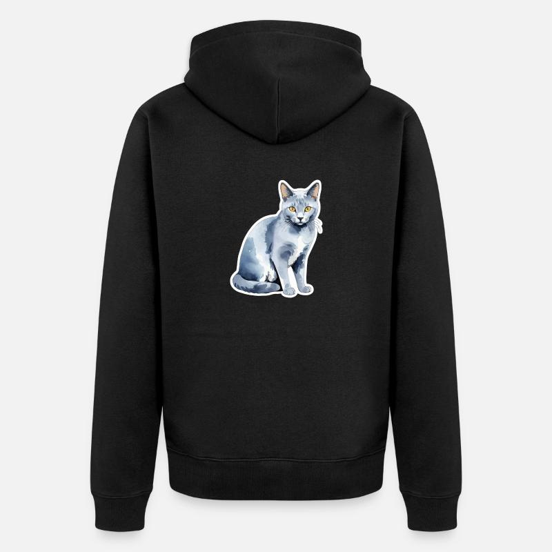 Chat bleu russe Aquarelle - Veste à capuche bio Premium Unisexe - noir