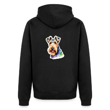 Airedale Terrier Aquarelle - Veste à capuche bio Premium Unisexe - noir - Dos - Nico (187cm)
