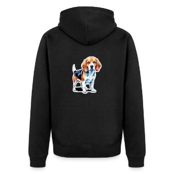 Beagle Watercolors - Unisex Premium Organic Zip Hoodie - black - Back - Nico (187cm)