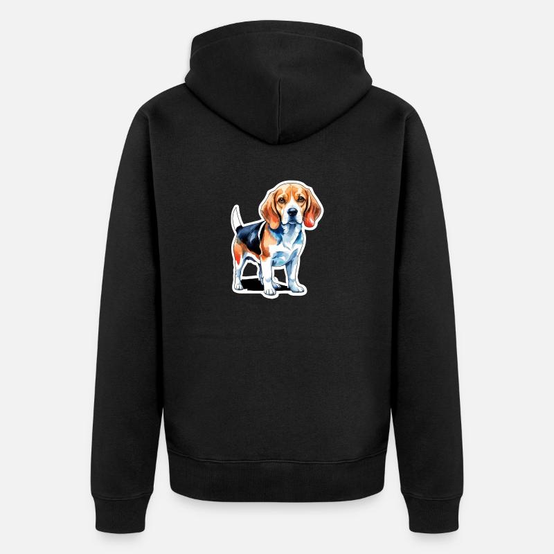 Beagle Wasserfarben - Unisex Premium Bio Zip Hoodie - Schwarz