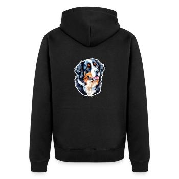 Berner Sennenhund Wasserfarben - Unisex Premium Bio Zip Hoodie - Schwarz - Hinten - Nico (187cm)