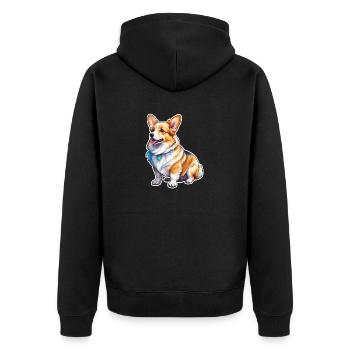 Welsh Corgi Pembroke Aquarelle - Veste à capuche bio Premium Unisexe - noir - Dos - Nico (187cm)