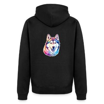Husky de Sibérie Aquarelles - Veste à capuche bio Premium Unisexe - noir - Dos - Nico (187cm)