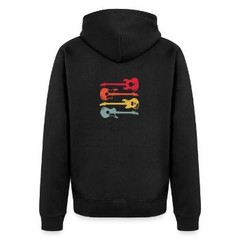 Vintage Guitar Pick Guitarist Gift - Unisex Premium Organic Zip Hoodie - black - Back - Nico (187cm)