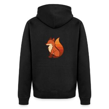 Retro Fox – Calm & Colorful Vibes - Unisex Premium Bio Zip Hoodie - Schwarz - Hinten - Nico (187cm)