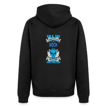 KOCH - Unisex Premium Bio Zip Hoodie - Schwarz - Hinten - Nico (187cm)