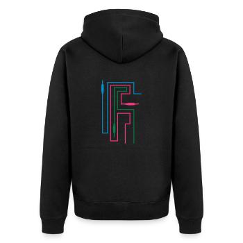 TON TRON - jack plug with cable - Unisex Premium Organic Zip Hoodie - black - Back - Nico (187cm)