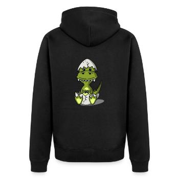 Baby T-Rex - Unisex Premium Bio Zip Hoodie - Schwarz - Hinten - Nico (187cm)