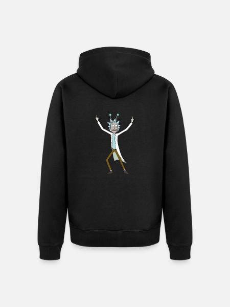 Rick & Morty Rick Sanchez Pose - Unisex Premium Organic Zip Hoodie - black
