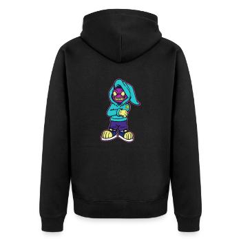 Neon Troll - Unisex Premium Bio Zip Hoodie - Schwarz - Hinten - Nico (187cm)