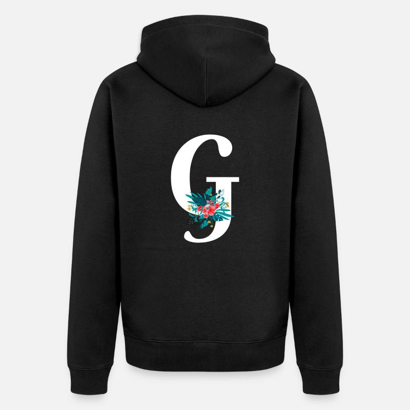 lettre G fleuris - Veste à capuche bio Premium Unisexe - noir