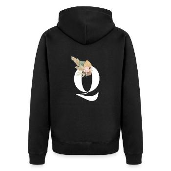 lettre Q fleuris - Veste à capuche bio Premium Unisexe - noir - Dos - Nico (187cm)