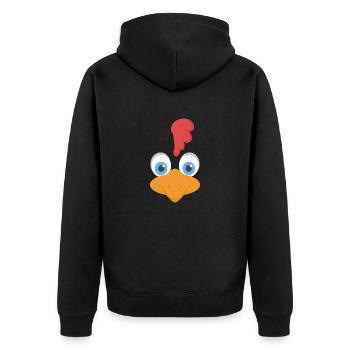 Hahn Kostüm 3 - Unisex Premium Bio Zip Hoodie - Schwarz - Hinten - Nico (187cm)