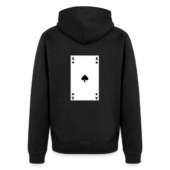 Ass Blatt - Bild - Unisex Premium Bio Zip Hoodie - Schwarz - Hinten - Nico (187cm)