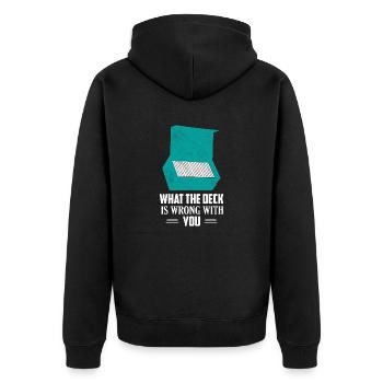 What The Deck is Wrong With You Trading Cards TCG - Unisex Premium Organic Zip Hoodie - black - Back - Nico (187cm)