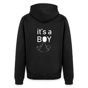 Grossesse Baby shower Babyshower Boy Girl - Veste à capuche bio Premium Unisexe - noir - Dos - Nico (187cm)