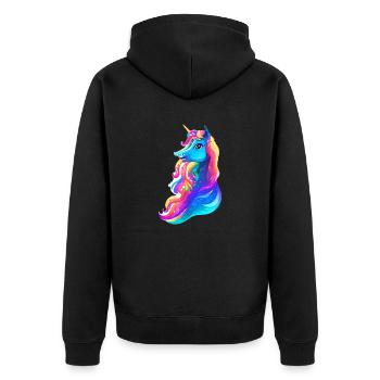 Unicorn Girl Unicorn Mythical Animal Unicorns - Unisex Premium Organic Zip Hoodie - black - Back - Nico (187cm)
