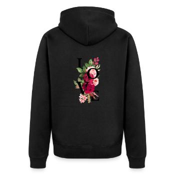 Liebe Blumen - Unisex Premium Bio Zip Hoodie - Schwarz - Hinten - Nico (187cm)