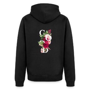 Gute Blumen - Unisex Premium Bio Zip Hoodie - Schwarz - Hinten - Nico (187cm)