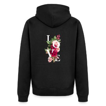 Liebe Blumen - Unisex Premium Bio Zip Hoodie - Schwarz - Hinten - Nico (187cm)