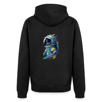 Astronaut - Unisex Premium Organic Zip Hoodie - black - Back - Nico (187cm)