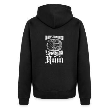 Today's Good Mood Is Sponsored By Rum Alcohol Drin - Unisex Premium Bio Zip Hoodie - Schwarz - Hinten - Nico (187cm)