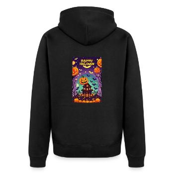 Happy Halloween - Unisex Premium Bio Zip Hoodie - Schwarz - Hinten - Nico (187cm)