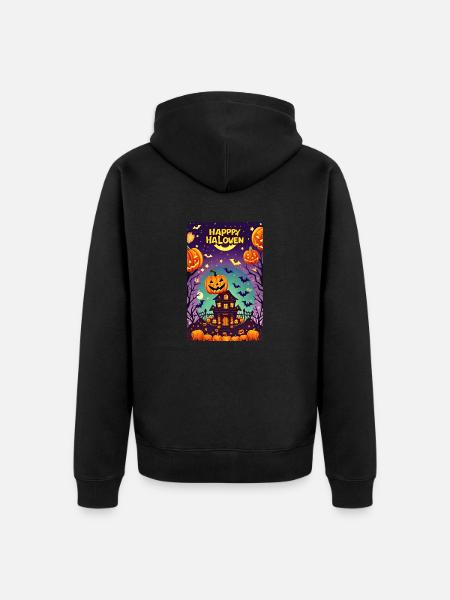 Happy Halloween - Unisex Premium Organic Zip Hoodie - black