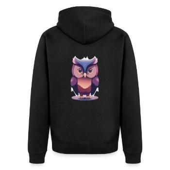 Eulenwächter (Dreamy Animals Collection) - Unisex Premium Bio Zip Hoodie - Schwarz - Hinten - Nico (187cm)