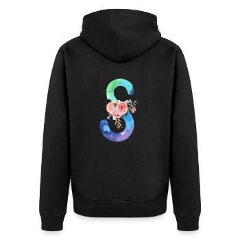 Lettre S watercolor - Veste à capuche bio Premium Unisexe - noir - Dos - Nico (187cm)
